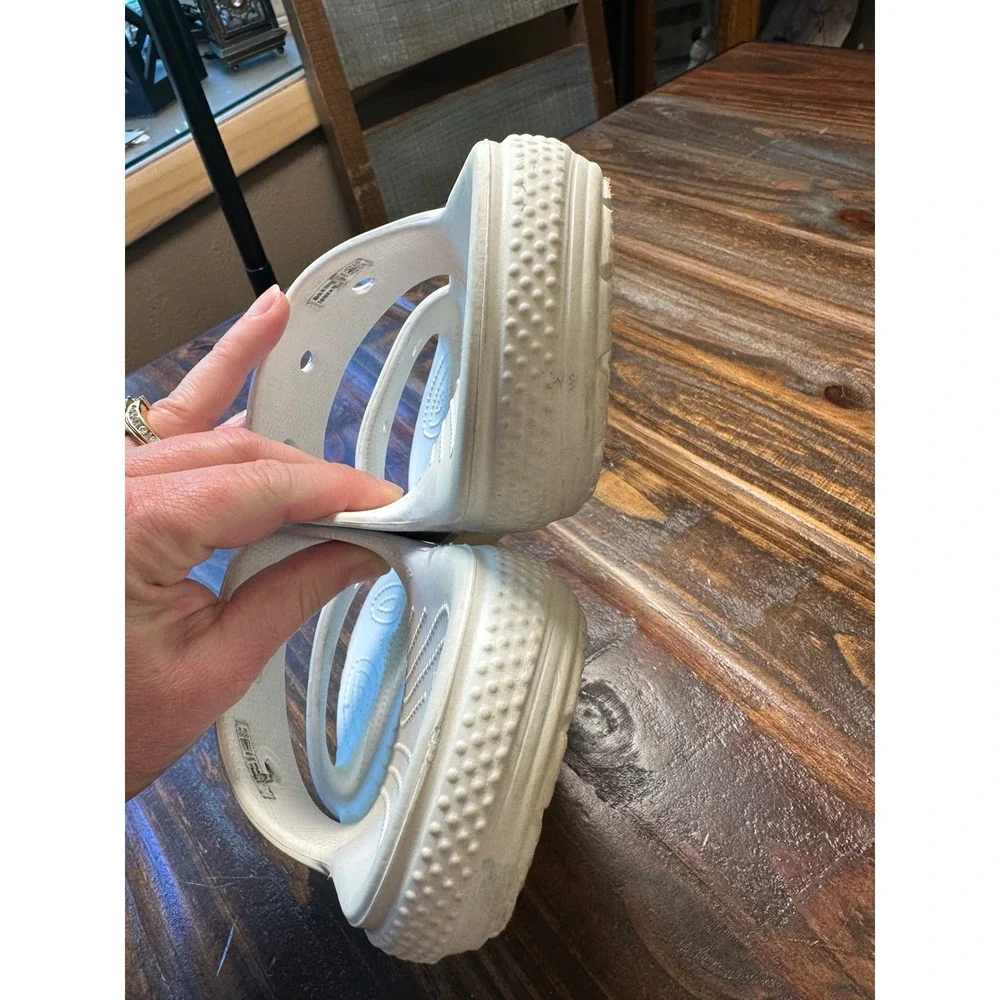 Crocs Classic Sandal White Multi Solarized Spray Two Strap Slide Men 7 Women 9 - Picture 6 of 10